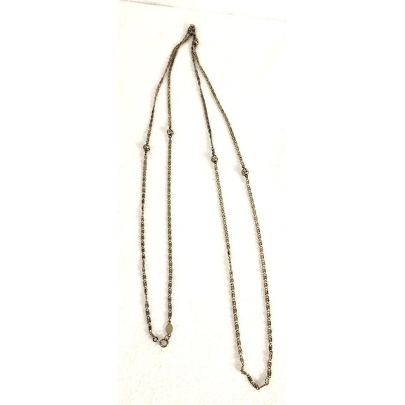Vintage Signed Freirich Flapper Style Silver Tone Necklace 60 Inch Long - Picture 5 of 7